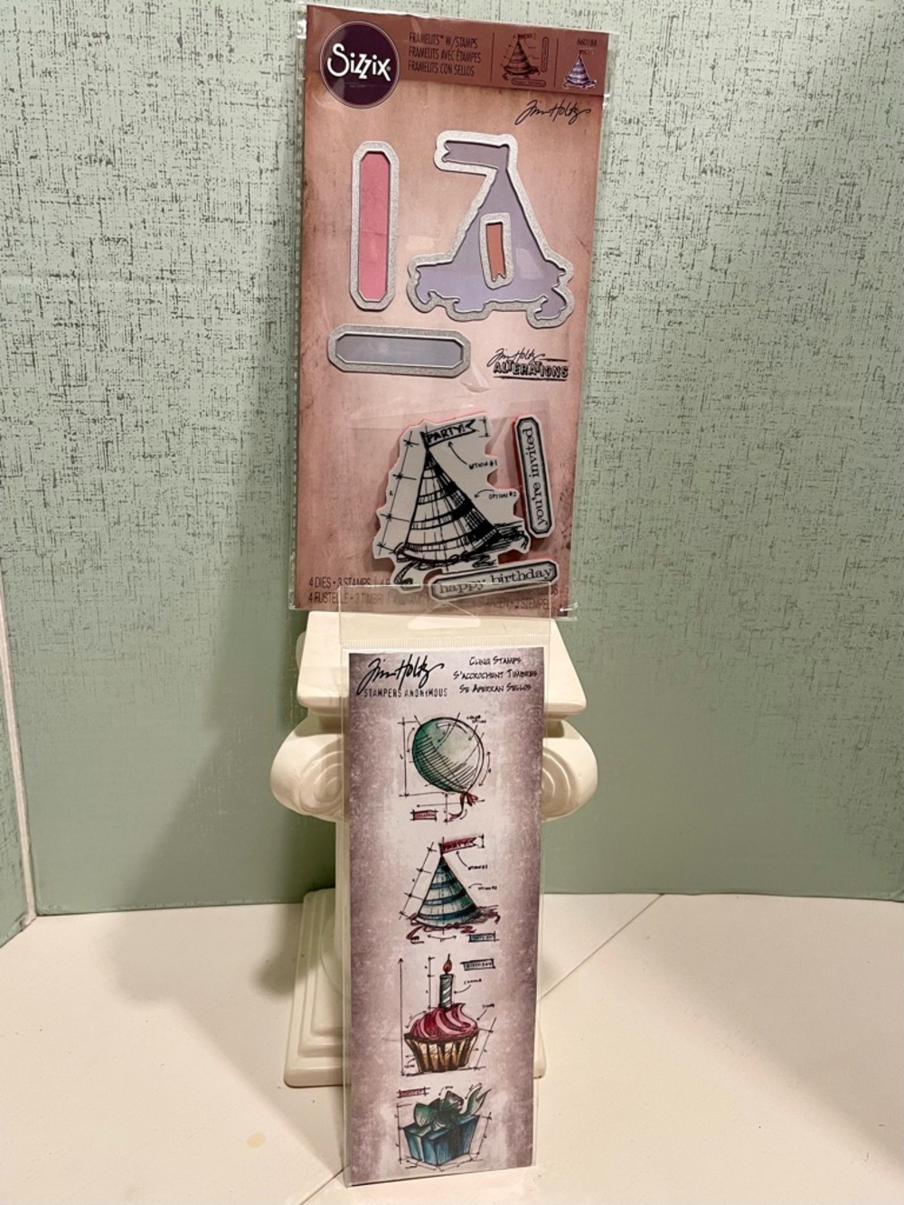 NWT SIZZIX Die & Tim Holtz Stamp Set AND Stamp and Die Set BIRTHDAY PARTY THEMED